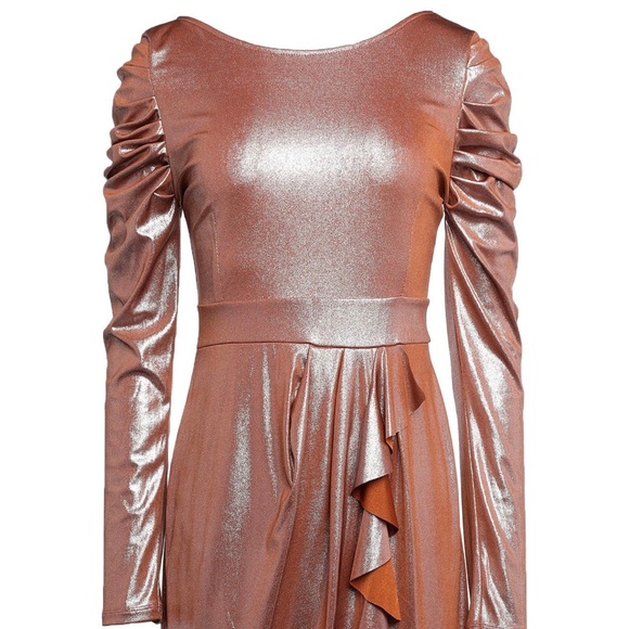 VANESSA SCOTT Metallic Brown Short Dress M - Picture 3 of 5